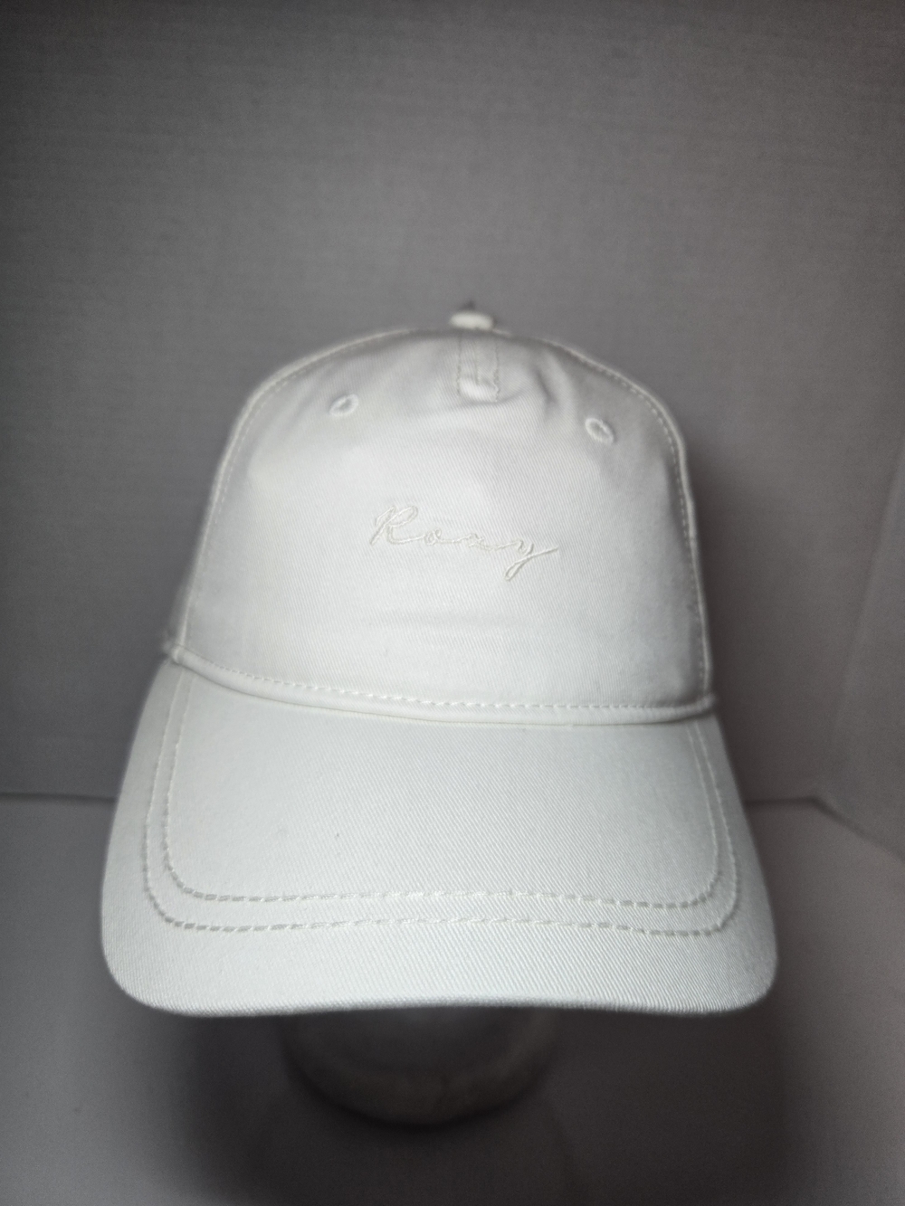White Embroidered Roxy Baseball Cap - Minimal Script Logo